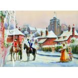 Noel Syers (20th Century) British. 'Christmas Greetings, Lyminge, Kent', Mixed Media, Signed,