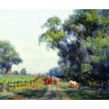 Alice Blanche Ellis (act.1876-1916) British. 'A Farm Road - Steyning - The Homeward Trek',