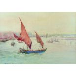 Helen Lavinia Cochrane (1868-1946) British. A River Scene with Shipping, Watercolour, Signed, 9.