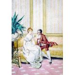 Roberti (19th Century) Italian. Elegant Figures in an Interior, Watercolour, Indistinctly Signed,