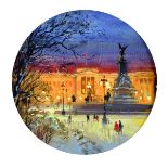 Noel Syers (20th Century) British. 'Buckingham Palace', Mixed Media, Circular, Unframed, 8" x 8",