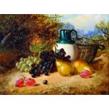 Georg Weber (1884-1978) German. Still Life of Fruit on a Bank, Oil on Board, Signed with Initials,