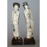 A LARGE PAIR OF EARLY 20TH CENTURY CHINESE IVORY FIGURES OF AN EMPEROR & AN EMPRESS, together with a