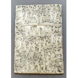 ANOTHER GOOD QUALITY 19TH CENTURY CHINESE CANTON IVORY CARD CASE, carved overall in deep relief with