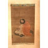 A FINE QUALITY ORIENTAL HANGING SCROLL PAINTING ON SILK IN THE MANNER OF THE SONG/YUAN DYNASTY