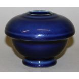 A CHINESE BLUE GLAZED PORCELAIN WATER POT, the sides applied with a lustrous glaze, the base with