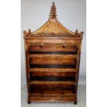 A VERY FINE QUALITY AND IMPRESSIVE CHINESE IVORY INLAID HARDWOOD DISPLAY CABINET, of Chippendale