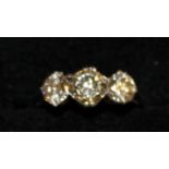 A LOVELY THREE STONE DIAMOND RING of approx. 1.45cts, set in 18ct white gold.