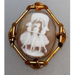 A VICTORIAN CAMEO BROOCH, "The Three Muses".