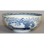 AN 18TH CENTURY LIVERPOOL BOWL painted in under-glaze blue with a Chinese scene.