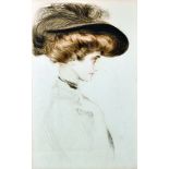 Paul Cesar Helleu (1859-1927) French. "Femme de Profil, en Chapeau", Drypoint Etching, Signed in