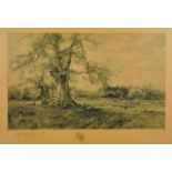 After Alfred de Breanski (1852-1928) British. River Landscape, with Sheep under a tree, Engraving,