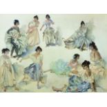 William Russell Flint (1880-1969) British. 'Variations on a Theme', Lithograph with Printers