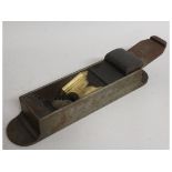 A good early steel, brass and rosewood plane, the cutting iron by I. Sorby. 13¾" long.