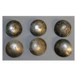 A SET OF SIX CHINESE SILVER COIN BUTTONS.