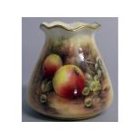 A ROYAL WORCESTER FINE VASE with pie rim painted with ripening fruit by P. Love, signed, date code