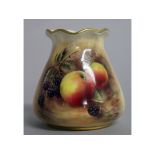 A ROYAL WORCESTER FINE VASE with pie rim painted with ripening fruit by P. Love, signed, date code