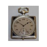 A SQUARE SILVER NIELLO POCKET WATCH.