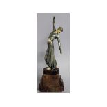 AFTER CHIPARUS. A SILVERED BRONZE DANCING LADY, CIRCA. 1960. 14ins high.