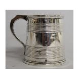 A VICTORIAN CHRISTENING MUG with three bands. London 1861.