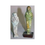 TWO EARLY EGYPTIAN SHABTI. 4.5ins and 4ins long.