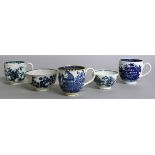 AN 18TH CENTURY WORCESTER PORCELAIN SELECTION: Mansfield coffee cup, workman's mark, a Bandstand and