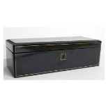 A 19TH CENTURY EBONY GLOVE BOX with brass stringing. 10ins long.