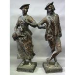 A GOOD PAIR OF 18TH CENTURY ENGLISH LEAD FIGURES attributed to JOHN CHEERE (1700-1787), of a man and