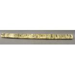 AN EARLY 20TH CENTURY JAPANESE BONE IVORY TANTO, with steel blade and carved figural decoration,