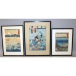 A FRAMED JAPANESE HIROSHIGE WOODBLOCK PRINT, possibly original, Kuroto Bay from the series '36 Views