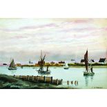 J... Gobbold (20th Century) British. Shipping in an Estuary, Watercolour, Signed, 4.5" x 6.75",