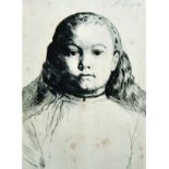 Alphonse Legros (1837-1911) French. Head of a Girl, Print, Unframed, 12.5" x 9.75", and two other