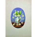 M... F... S... (19th Century) British. Still Lie with Flowers in a Vase, Watercolour, Signed with