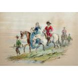 After Fred Taylor (1875-1963) British. A Hawking Party, Print, Unframed, 5.75" x 8", together with