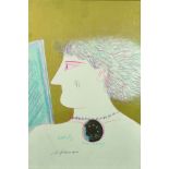 Alekos Fassianos (1935- ) Greek. Head Study of a Man, Coloured Lithograph, Signed in Pencil, 18.5" x