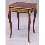 A LOUIS XVI STYLE KINGWOOD CENTRE TABLE, with decorative ormolu mounts, on cabriole legs. 1ft 8ins