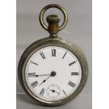 A SILVER POCKET WATCH with reverse hunting scene.