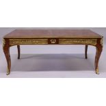 A LOUIS XVI STYLE KINGWOOD LOW TABLE, with floral marquetry inlaid decoration and ormolu mounts,