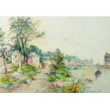 Maurice Levis (1860-1940) French. "St Valery au Caux", Watercolour, Signed, Inscribed and Dated