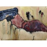 G... C... (20th Century) British. A Sleeping Figure in a Bed, Watercolour, Signed with Initials '