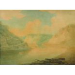 J... Turner (19th Century) British. A Mountainous River Landscape, with a Figure in a Boat,