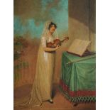 Adam Buck (1759-1833) British. Portrait of a Lady, Standing by a Side Table, Holding a Violin,