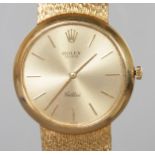 A GENTLEMAN'S 18CT GOLD ROLEX TUDOR CELLINI WRISTWATCH with gold strap.