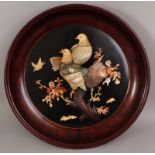 A JAPANESE MEIJI PERIOD ONLAID LACQUER DISH, circa 1900, the interior decorated in onlaid bone ivory