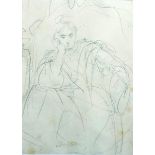 Charles Turner (1773-1857) British. Study of a Seated Lady, Pencil, Indistinctly Signed, 8" x 6".