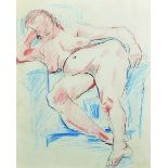 Uli Nimptsch (1897-1977) German. A Reclining Nude, Crayon and Pencil, with a label on the reverse,