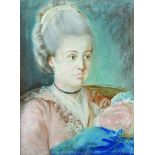 18th Century French School. Portrait of an Elegant Lady, Pastel, 19.5" x 15.25".