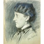 Hans James Berthold (1884- ) European. Portrait of a Lady, Crayon, Signed in Pencil, Unframed, 16" x