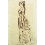 William Quiller Orchardson (1832-1910) British. Full Length Portrait of a Lady, Ink, Unframed, 7"