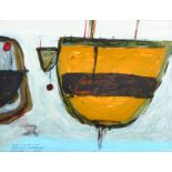 M... P... P... (20th Century) British. 'Brown & Ochre, Cornish Harbour Series', Acrylic, Signed with